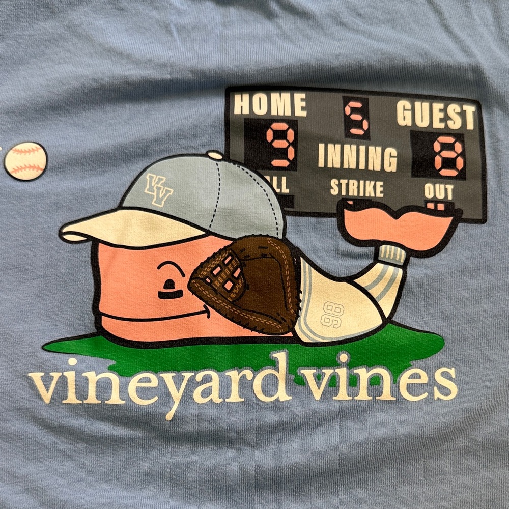 Vineyard Vines Light Blue Baseball Whale Tee